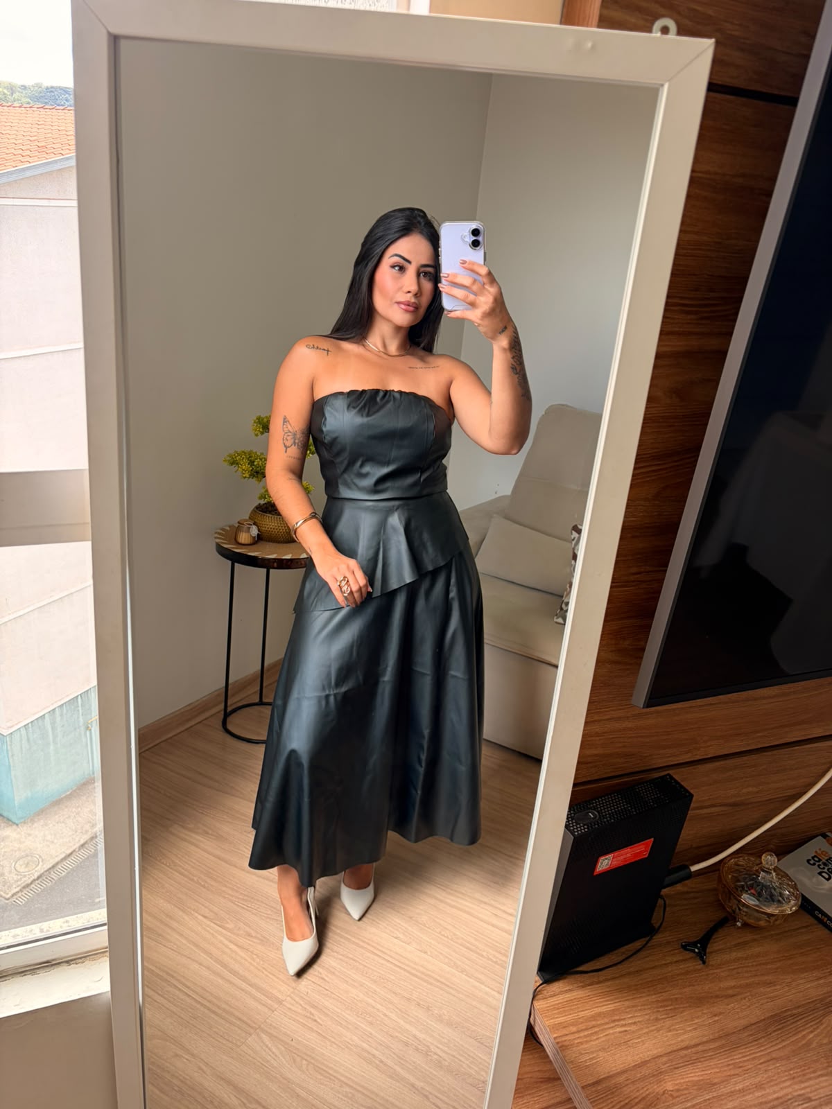 conjunto saia midi courino